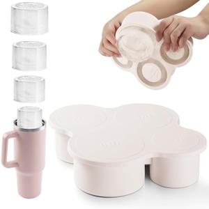 Nax Caki White Hollow Cylinder Ice Cube Mold for 20oz 30oz 40oz Stanley Cup Accessories, Silicone Tumbler Ice Mold with Lid for Tumbler Whiskey Cocktails Bourbon