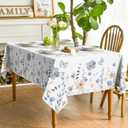 Horaldaily Spring Tablecloth 60×120 Inch Rectangular, Watercolor Flowers Washable Seasonal Table Cover for Party Picnic Dinner Decor