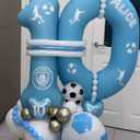 4 x 6 Pack 22 Inch Blue Soccer Balloons Giant 4D Mylar Football Balloons Helium Foil Blue Soccer Balloons for Birthday Party Sports Themed World Cup Party Decorations