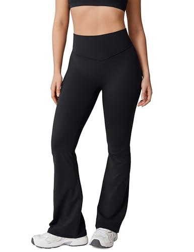 UNISSU Hugcurve No Front Seam High Waisted Flare Leggings for Women Bootcut Yoga Pants Buttery Soft Lounge Workout - 29.5'' Black, Size Small