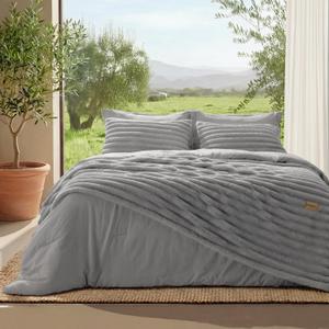 Bedsure Gentlesoft 2-in-1 King Size Comforter Set and Detachable Fluffy Blanket, Grey Bedding Set for All Season Use, Detachable Design for Space Saving (Includes 2 Pillow Shams, 2 Pillowcases)