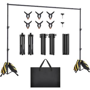 Backdrop Stand 10x7.5ft, Height Adjustable and Width Adjustable Backdrop Stand, Back Drop Stand for Balloon Arch, Photo, Parties