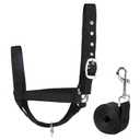 Cow Halter Cattle Halters Adjustable Calf Halter with Leading Rope for Horse Donkey Goat Nylon Cattle Training Supplies Black L