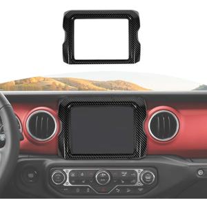 RT-TCZ for Jeep JL Center Console Radio Display Panel Trim Cover for Jeep Wrangler JL JLU Gladiator JT 2018-2023 Black Carbon Fiber Interior Accessories 8.4 inch