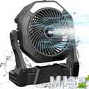 Ausic Portable Misting fan, 8-Inch Cooling Mist Fans, [8-35Hrs] USB Rechargeable Battery Powered Fan with Mister, 250mL Water Tank & LED Lantern, for Home Desk, Bedroom, Office, Outdoor&Indoor Use (Black)