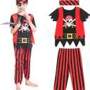 Wizland Kids Pirate Costume, Boys Pirate Costume Helloween Role Play Outfit