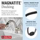 Delta Arvo 1 Hole Pull Down Bathroom Faucet with Sprayer, Brushed Nickel Single Hole Bathroom Sink Faucet with Pull Out Sprayer for Vanity, Push-Pop Drain, SpotShield Stainless 15840LF-SPPD