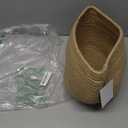 Decorative Wicker Storage Basket, 11" x 9" Indoor Plant Basket for Home Decor, Round Woven Dog Cat Toy Bin with Handle, Bathroom Towel Storage, Jute Planter Holder, Shelf Closet Organizer