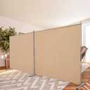 Rantila 2 Large Panels Room Divider,Portable Office Divider,Convenient Movable,Folding Partition Privacy Screen for Bedroom,Dining Room, Study,142" W x 71" H,Beige