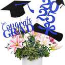 4 x Graduation Decorations 2025, 16 PCS Black Blue Graduation Centerpieces for Tables, Double-Sided Table Toppers Centerpieces, Class of 2025 Grad Party Decorations 2025