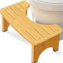 Bamboo Toilet Stool for Adults, 6.5" Toilet Stool Squat Adult Kids, Portable Simple Curve Squat Toilet Potty Stool, Non-Slip Poop Stool for Bathroom, Improve Squatting Posture and Comfort (Wood)