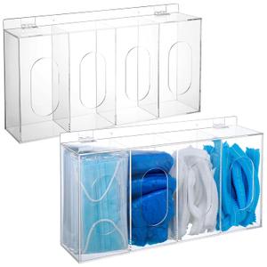 Soaoo 2 Pcs Gloves Holder Shoe Cover Dispenser Wall Mounted Clear Acrylic Face Mask Box Organizer Dispenser Box with Lids 4 Compartments Hairnet Holder Disposable Mask Storage for Laboratory Office Soaoo 2 Pcs Gloves Holder Shoe Cover Dispenser Wall Mounted Clear Acrylic Face Mask Box Organizer Dispenser Box with Lids 4 Compartments Hairnet Holder Disposable Mask Storage for Laboratory Office