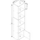 Furinno LUDER Book Shelf, 5-Tier Modern Bookshelf, Bookcase with 1 Door Storage Cabinet, 9.3 x 12 x 52, for Organization and Storage, for Living Room, Bedroom, Home Office, White