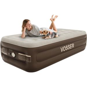 VOSSER Twin Size Airbed with Detachable Rechargeable Pump - for Camping & Home Use, Portable Design, Supports up to 330 lbs MAX