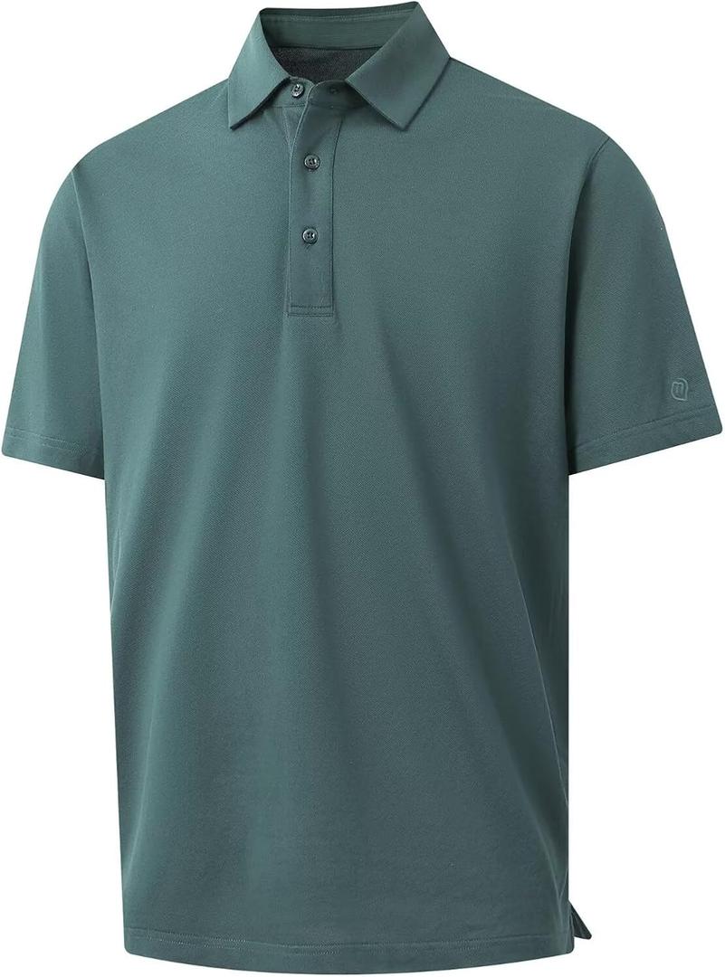 VEBOON Polo Shirts for Men Short Sleeve Athletic Performance Classic Regular Fit Golf Shirts (L)