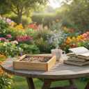 Cedar Wood Platform Tray Bird Feeder 10 - Hanging Bird Feeder for Outside Outdoor - Stainless Steel Cable Mesh Base - Weather Proof Birdfeeder for 10 Years - Longtime Outdoor Lasting Heavy Duty