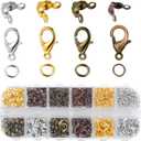 Olylkx 720pcs Lobster Claw Clasps, Bead Tips Knot Covers, Open Jump Ring Connectors, Jewelry Making Accessories Set (12 Styles)