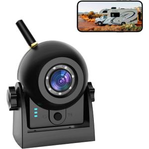 Magnetic Wireless Backup Camera-WiFi Reversing Camera with Rechargeable Battery, IP68 Waterproof, 1-min Installation, for Hitching Gooseneck Horse Trailer/Boat/RV/Pickup/Truck/Minivan