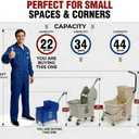 MATTHEW Cleaning Blue 22Quart Compact Mop Bucket INCL.2 Pcs Mop Head with Side Press Wringer On Wheels,Tandem Portable Floor Cleaning Wavebrake,Ideal for Household,Industrial,Restaurant,Janitorial Use