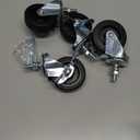 HOLKIE Caster Wheels 3 inch Locking Stem Casters, 3/8" -16 x 1-1/2" (Stem Diameter 3/8", Stem Length 1-1/2") Threaded Stem Casters Swivel Casters Set of 4 Heavy Duty Castors Black