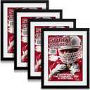 Geetery 4 Pcs Sports Magazine Frame for Wall Fits Measuring 8.5 x 11.25" Magazine Display Frame with Installed Hangers and Core Matting Plastic Comic Book Frames for Wall Hanging(Black , White Mat)