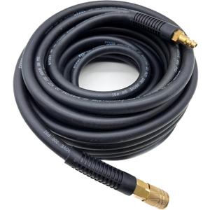 Hybrid Air Hose 3/8-Inch x 50FT,Air Compressor Hose 300 PSI Heavy Duty,Lightweight,Kink Resistant,All-Weather Flexibility with 1/4-Inch Industrial Air Fittings and Bend Restrictors,Black