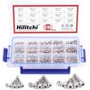 Hilitchi 510pcs M3 M4 M5 Stainless Steel Hex Socket Head Cap Bolts Screws Nuts Assortment Kit - 304 Stainless Steel (Hex Socket)