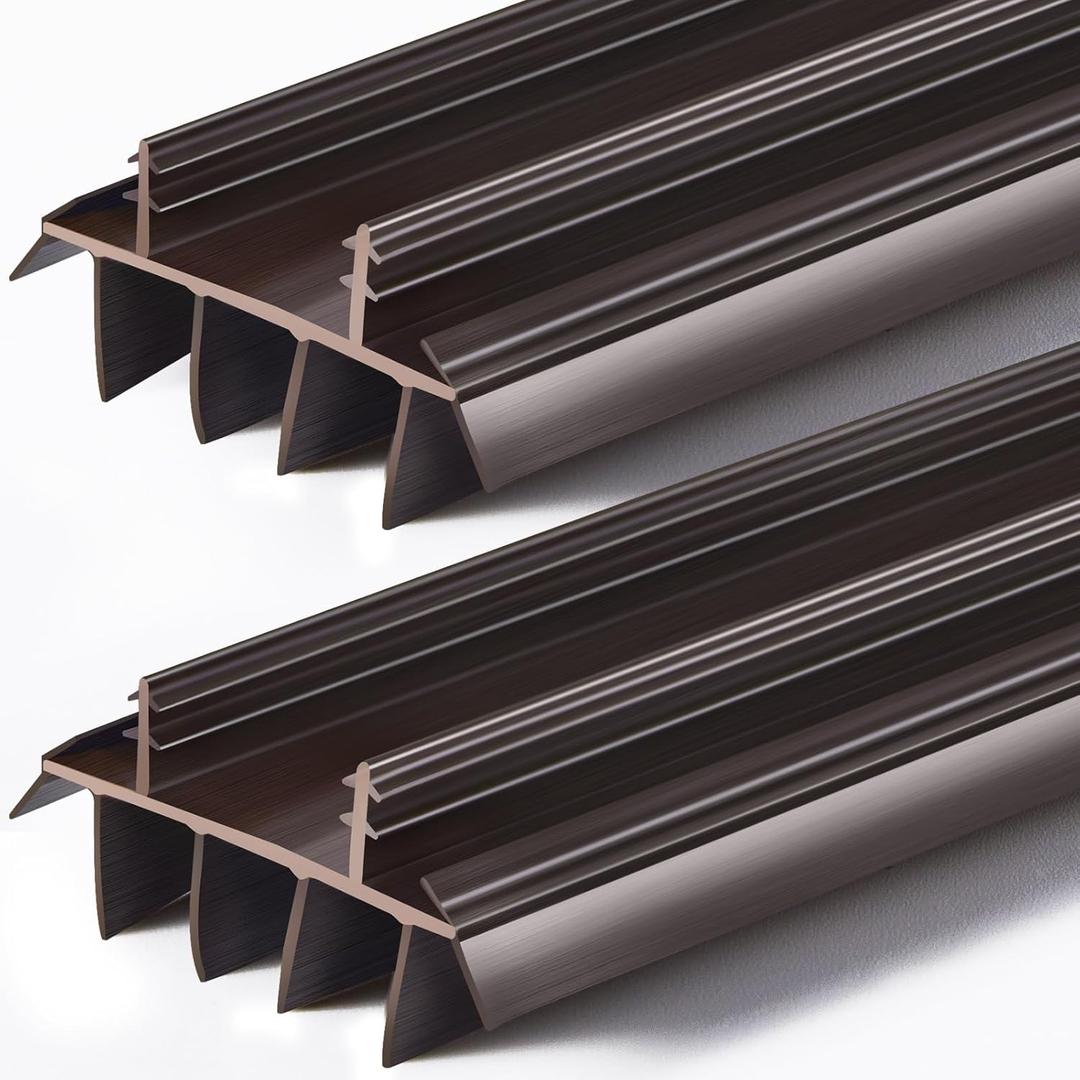 2 Pcs Replacement Door Bottom with Vinyl Fins 1 3/4" Wide Threshold Seal Bottom of Door Weatherstrip Kerf Weather Stripping for 7/8" Between Barbs (36inch, Brown)