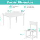 BOLUO Kids Table and Chair Set 3-7 Year Old, Activity Table for 4 Kids, White Toddler Table and Chairs, Play Desk for Children Learning Center, Over dimension: 20.2"D x 26.4"W x 21.1"H