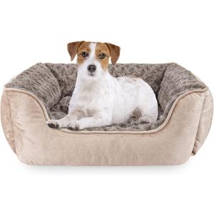 JOEJOY Rectangle Dog Bed for Large Medium Small Dogs Machine Washable Sleeping Dog Sofa Bed Non-Slip Bottom Breathable Soft Puppy Bed Durable Orthopedic Calming Pet Cuddler, Multiple Size, Beige (M(25"x 21"x 8"))
