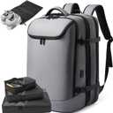 TANGCORLE Laptop Backpack for Women, 50L Carry On Backpack Men, Expandable Flight Approved Water Resistant Luggage with 3 Packing Cubes & USB Port, Travel Backpack Fits 17.3 Inch Notebook (Grey-comes With Airtight Bag)