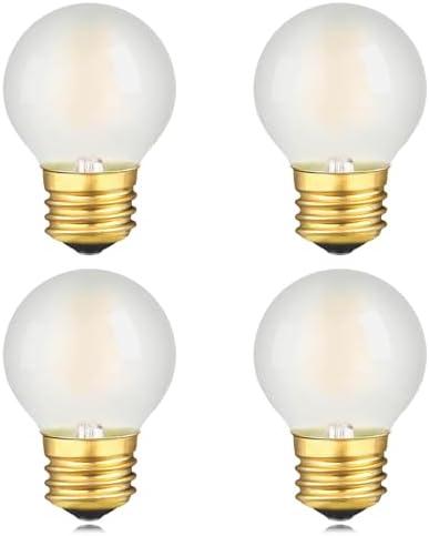 LUMILECT E26 LED Bulb 25W Equivalent Frosted E26 LED Light Bulb Dimmable Small Edison Bulbs Soft White 3000K 200LM 2W A50 LED Globe Bulb Chandelier Vanity Ceiling Fan Light Bulbs, 4 Pack, 1 Broken