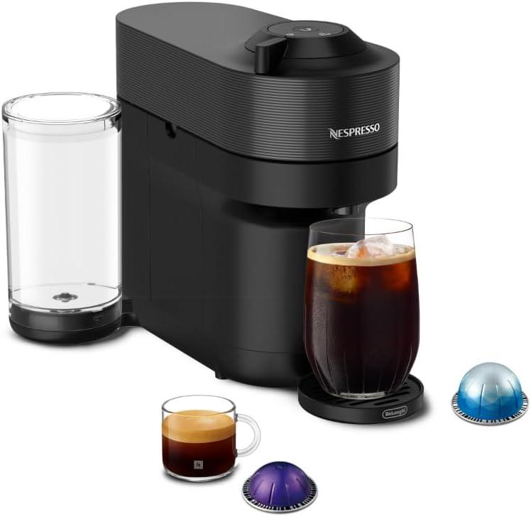 Nespresso Vertuo Pop+ Coffee and Espresso Machine by De'Longhi, Liquorice Black/Grey