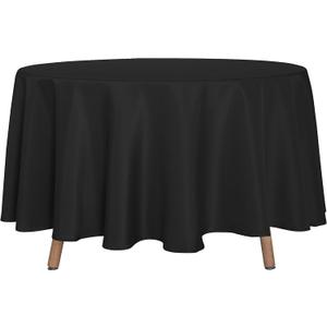 sancua Round Tablecloth - 90 Inch - Water Resistant Spill Proof Washable Polyester Table Cloth Decorative Fabric Table Cover for Dining Tables, Buffet Parties and Camping, Black
