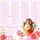 YOUBET 100 PCS Pink Plastic Martini Glasses - 5oz Disposable Cocktail Coupe Glasses for Parties & Gatherings & Weddings & Mother's Day & Valentines Day