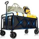 Collapsible Wagon with Wheels, 330 lbs Wagons Carts Foldable Wagon Cart, Carbon Steel Frame Structure, Lightweight Portable Folding Utility Grocery Shopping Cart for Grocery Sports Garden Camping