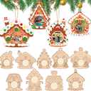 Qyeahkj 27Pcs Wood Christmas Picture Frame Ornament Bulk Coloring You Own Gingerbread House Photo Frame Craft Kits DIY for Christmas Tree Wooden Ornaments for Xmas Holiday Presents Tree Decorations