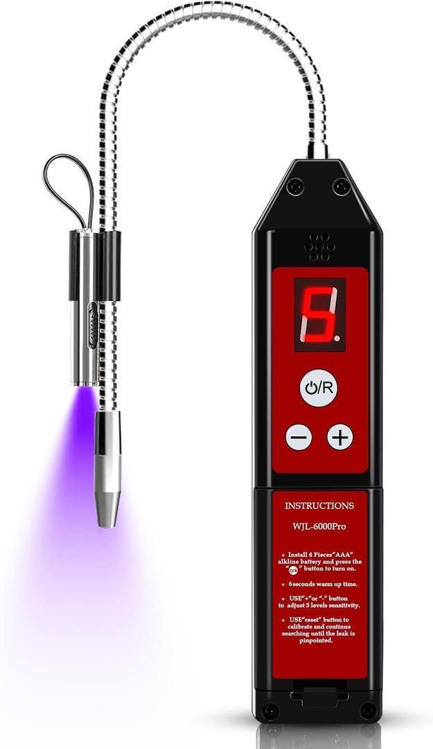 Refrigerant Leak Detector for HVAC & Automotive AC, WJL-6000pro Freon Leak Detector with UV & LED Light AC Sniffer for R22 R410A R134A R1234YF CFCs HCFCs HFCs Automotive Gas Finder