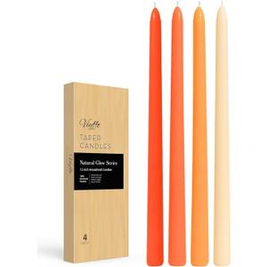 Viyffo Taper Candles, 12 Inch, 4 Pack, Orange  Unscented, Smokeless Design, Up to 8-Hour Burn  Tall Candlesticks for Table Decor, Weddings & Dinners