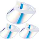 3 Pack Colored Sun Visor Hat Women Men Plastic Clear Visors Hats (White)