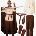 Kids Medieval Costume Boys Renaissance Viking Tunic Pants Accessories Outfit for Halloween Cosplay 4-12Y, Size:M