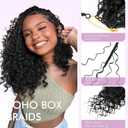 8 x Boho Box Braids Crochet Hair for Black Women 12 Inch Micro Pre-Looped Style, 4 Culrs Goddess Box Braids Crochet Hair with Curly Ends (12 Inch, 1B)