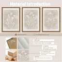 Framed Boho Botanical Flower Wall Art Set of 3, Vintage Minimalist Neutral Floral Wall Decor Paintings, Rustic Farmhouse Wildflower Artwork Prints Picture for Living Room Bedroom Bathroom 16x24 Inch