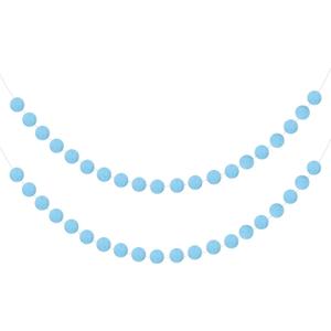 uxcell 2pcs Pom Pom Garland 6.6 ft 20 Balls Colorful Felt Ball Garland for Wall Christmas Tree Decor Birthday Banner Easter Party Decorations, Blue