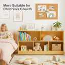 Montessori Shelf, Wooden Toy Storage Organizer with 2-Tier Shelf & 5-Section Storage Cabinet, Kids Bookshelf/Bookcase for Toddler Playroom, Nursery, Classroom(Natural), Large