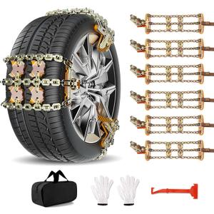 Snow Chains, Emergency Anti-Skid Tire Chains for SUV, Cars, Sedan, Pickup Trucks with Update Adjustable Lock for Ice, Snow, Mud, Sand, Applicable Tire Width 225-305 mm (8.86-12 inch)