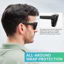 STGATN Mens Polarized Sports Sunglasses with Side Shield & Vent Square Frame UV Protection for Outdoor Activities (Black Frame Grey Lens)