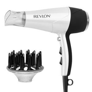 REVLON Volume Booster, Hair Dryer with Curl Enhancing Diffuser | Increase Volume, Decrease Frizz and Damage, Fast Drying, 1875 Watts (White) (6 Piece Set)