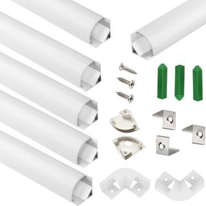 UV Resistance 3.28FT V Shape LED Strip Channel Diffuser,6-Pack Aluminum Profile with Frosted Cover and Corner Connector,Tape Mounting Track for Cabinet Stairs Wall Outdoor (3.28FT, 6)
