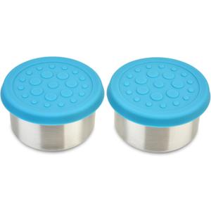 LunchBots 2.5 oz Stainless Steel Dressing Container for Condiments, Dips, Snacks, Dipping Sauce Cups with Silicone Lid, Fits in Lunch Bags and Bento Boxes - Set of 2 (Aqua)